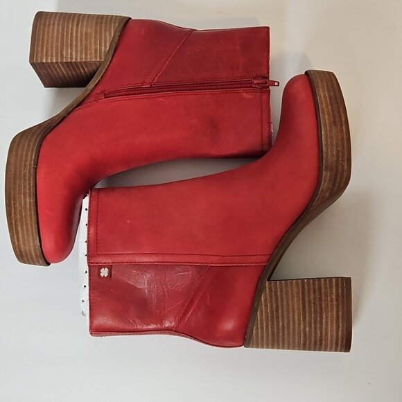 Lucky Brand Womens LK-Oxina Platform Boots 9.5 M Red Dahlia Hario Leather NWT - Picture 9 of 16